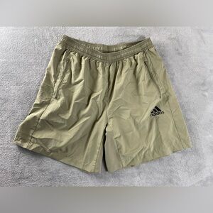 Adidas Gym Running Shorts Mens M Medium Tan Lightweight Primegreen AeroReady